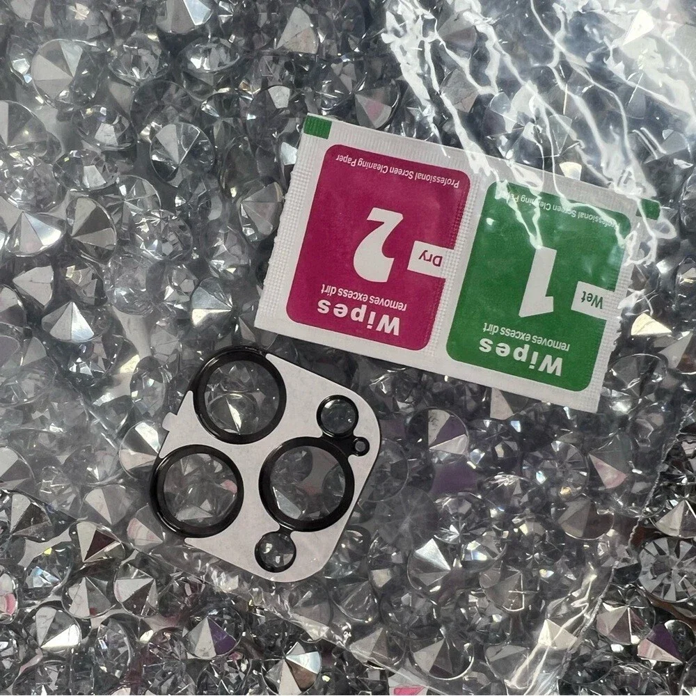 Sparkling Black Rhinestone Camera Lens Protector for Cell Phones